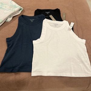 3 J. Crew organic slub crop tanks